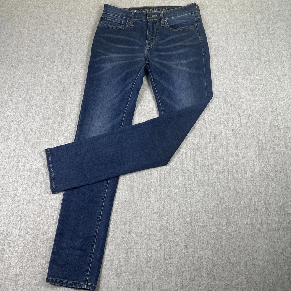 American Eagle Skinny Jeans Womens 28x32 Blue Extreme Flex Mid Rise